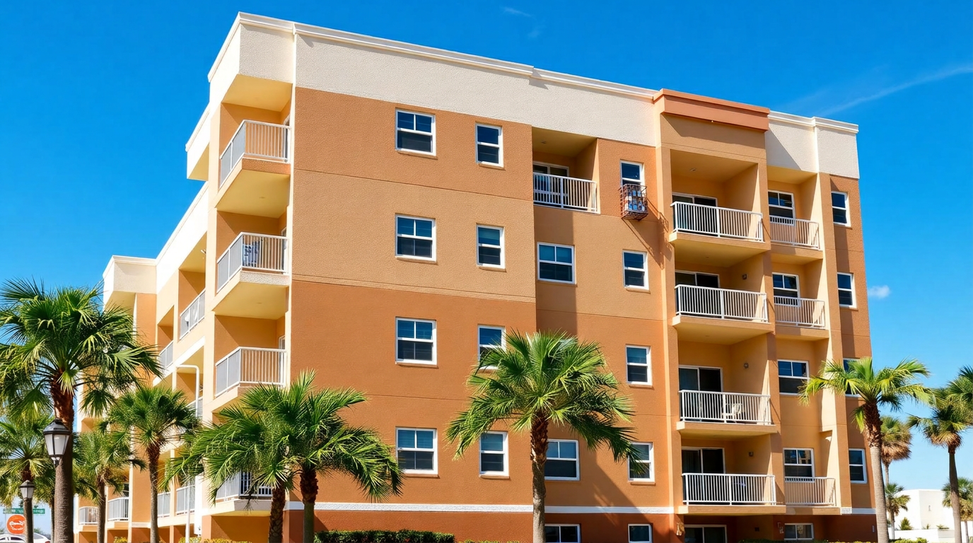 Multi-story commercial apartment building freshly painted in Putnam County Florida